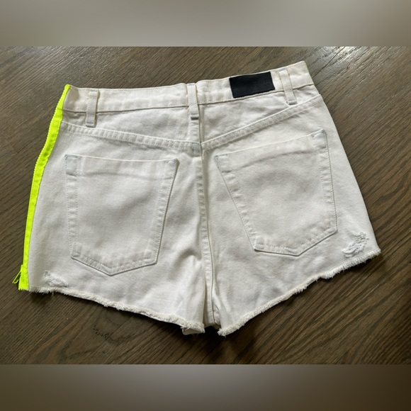 New Carmar Titania High Rise Cut Off Shorts Sz 27 white neon zipper Jean shorts - Picture 6 of 7